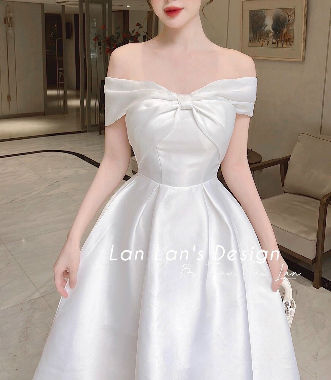 Đầm trễ vai chất vải tapta đầm trắng đi tiệc đầm công chúa váy dự tiệc maxi đầm xòe bồng maxi sang chảnh