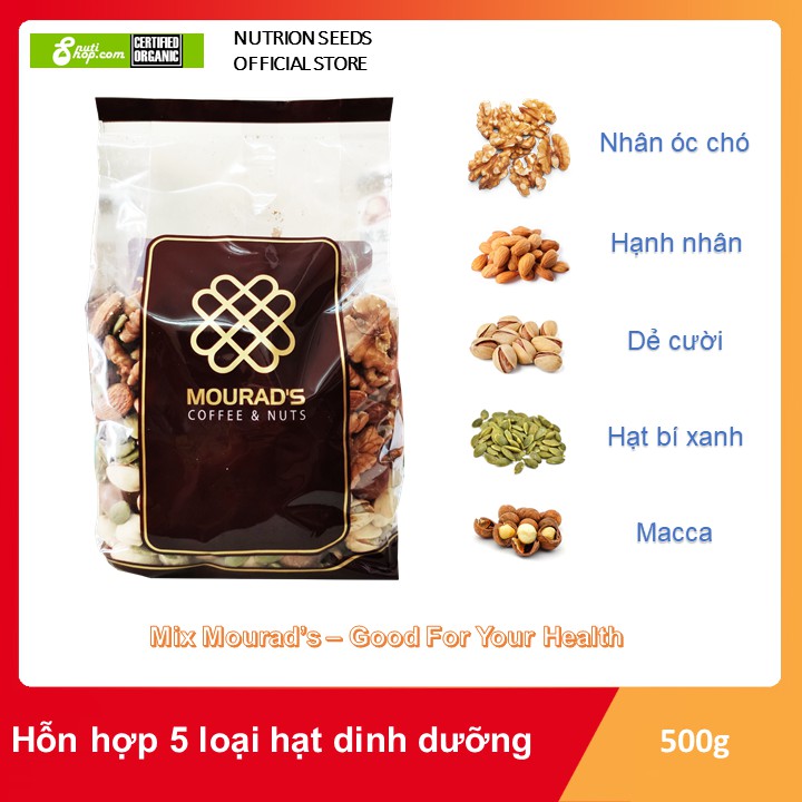 Mix Nuts 5 Hạt Không Vỏ (Nướng chín dậy vị dòn ngon) 500g.