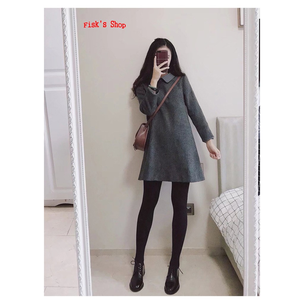 Váy dạ cổ gập dáng chữ A
