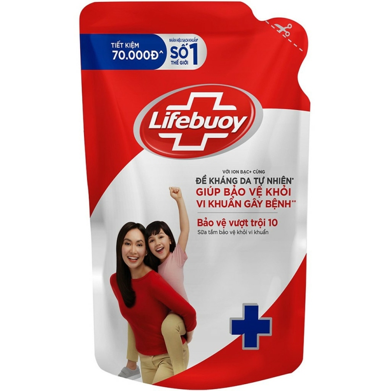 Sữa tắm Lifebuoy túi 850g - Bảo vệ vượt trội túi đỏ