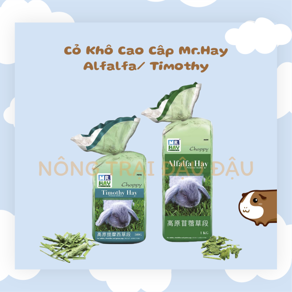 Cỏ Alfalfa / Timothy Cao Cấp hiệu Mr.Hay dành cho Thỏ, Bọ ú (Chuột Lang), Chinchilla 500g, 1kg - MH05, MH06, MH09