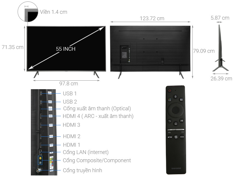 Smart Tivi QLED Samsung 4K 55 inch QA55Q65R