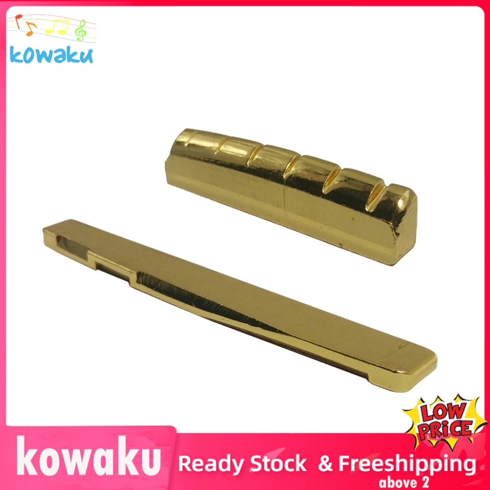 Kowaku 1 bộ yên ngựa & đai ốc có rãnh bằng đồng, dành cho guitar dân gian 6 dây