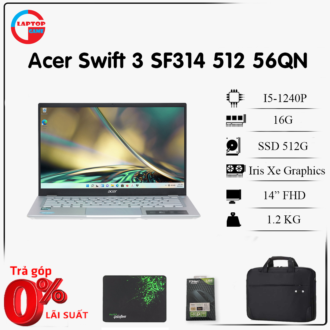 New 2022 Laptop Acer Swift 3 SF314-512-56QN i5 1240P 16GB 512GB 14 FHD (Refurbished)