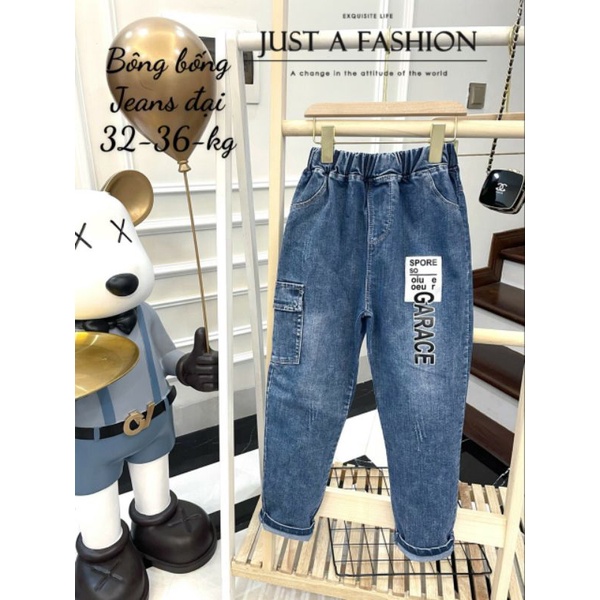 Quần bò dài chữ size đại (25-35kg) cho bé trai