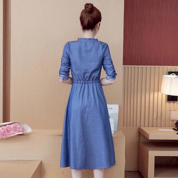 [Hcm]Jean Dress with Round Neck