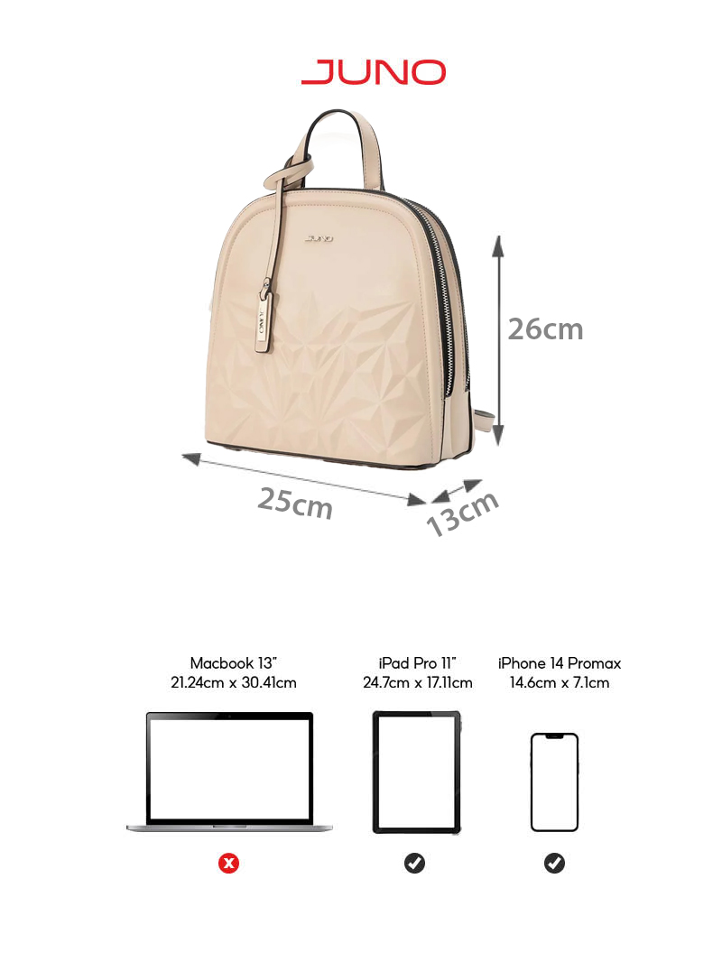 Balo Nữ Thời Trang JUNO Phom Đứng Hoạ Tiết 3D BL063