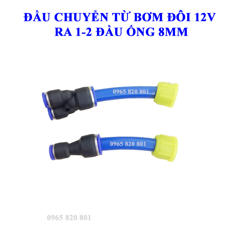 Đầu nối từ bơm đôi ra ống hơi 8mm