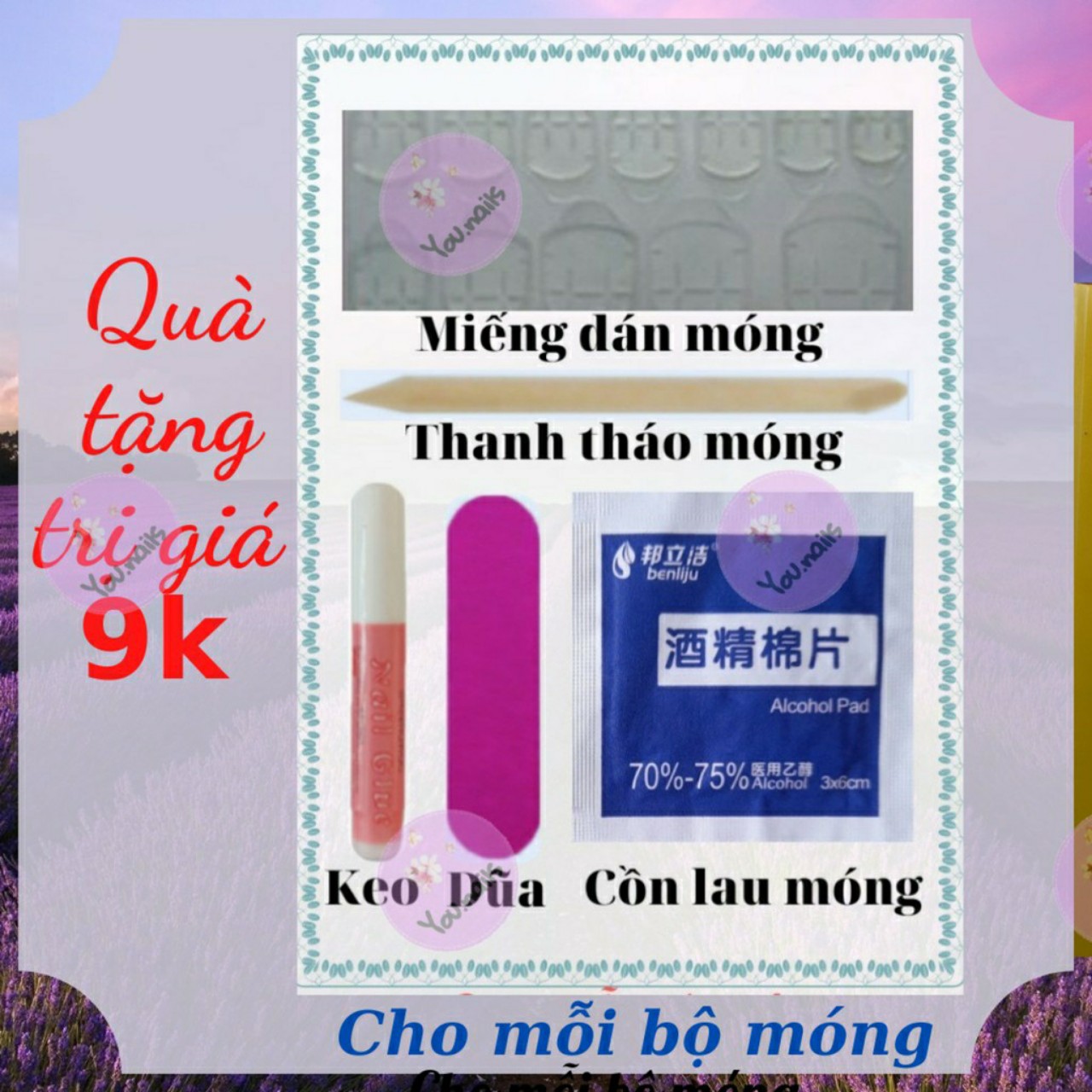 [Tặng 5 Phụ Kiện]  Set 24 Móng Tay Giả Đính Đá Cao Cấp Kèm Keo (Mã Yx-22)
