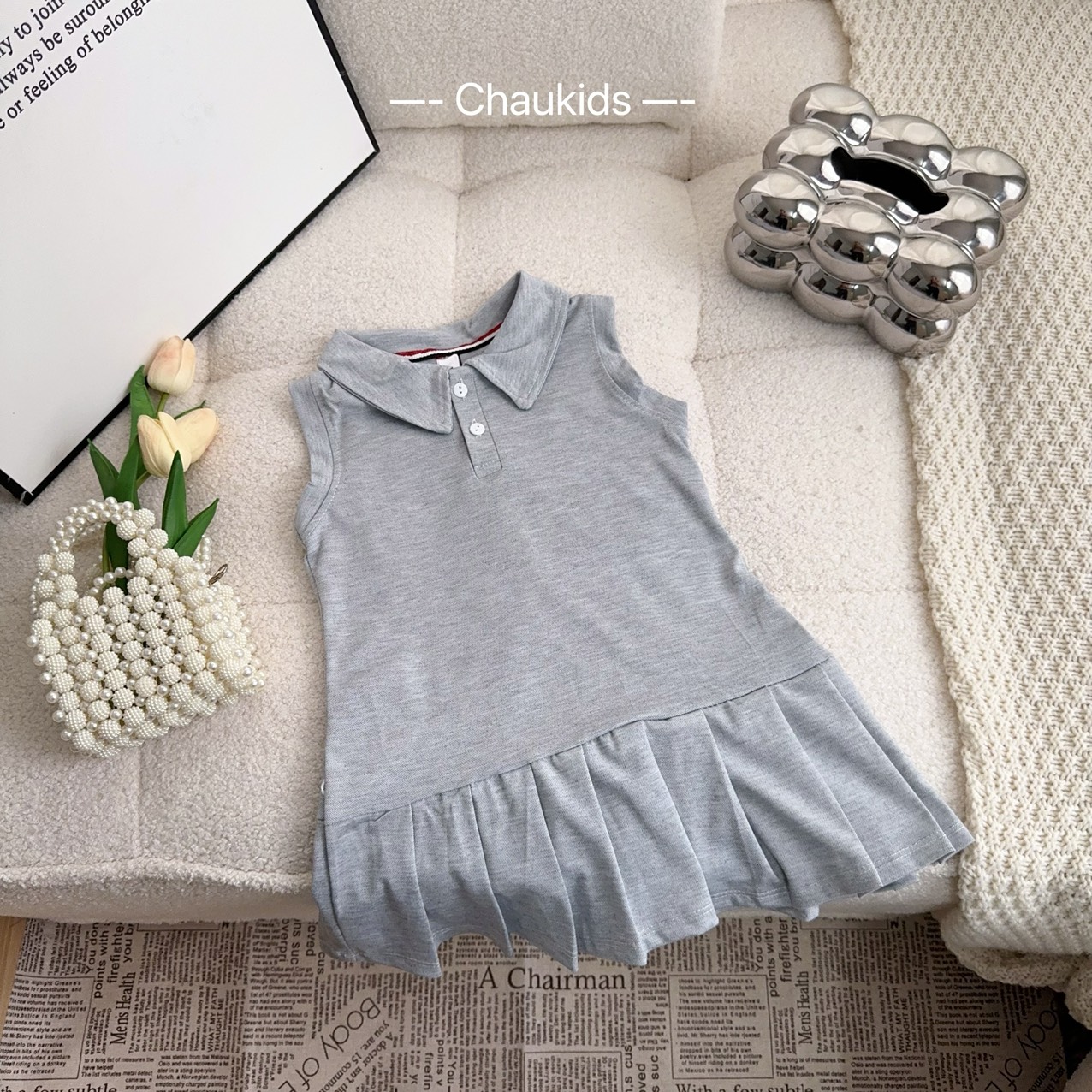 (10-30kg) Váy Polo Sát Nách Đuôi Cá Xếp Ly Cho Bé Gái