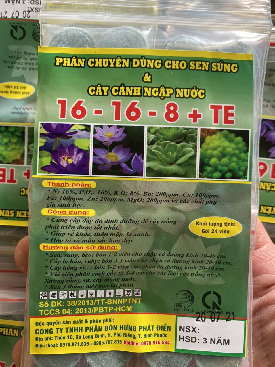 Phân bón chuyên dùng cho Sen Súng & cây cảnh ngập nước ( gói 24 viên)
