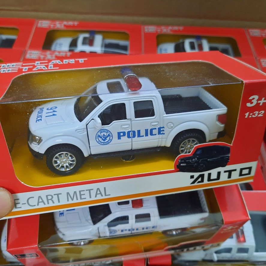Ô tô cảnh sát mini đồ chơi trẻ em - xe bằng kim loại có âm thanh và đèn mở được 2 cửa