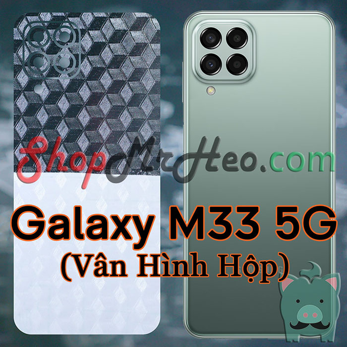 Skin Dán Mặt Sau Lưng Samsung Galaxy M33 5G (Carbon, Hình Hộp, Nhám, Vân Da, Nhôm Xước)