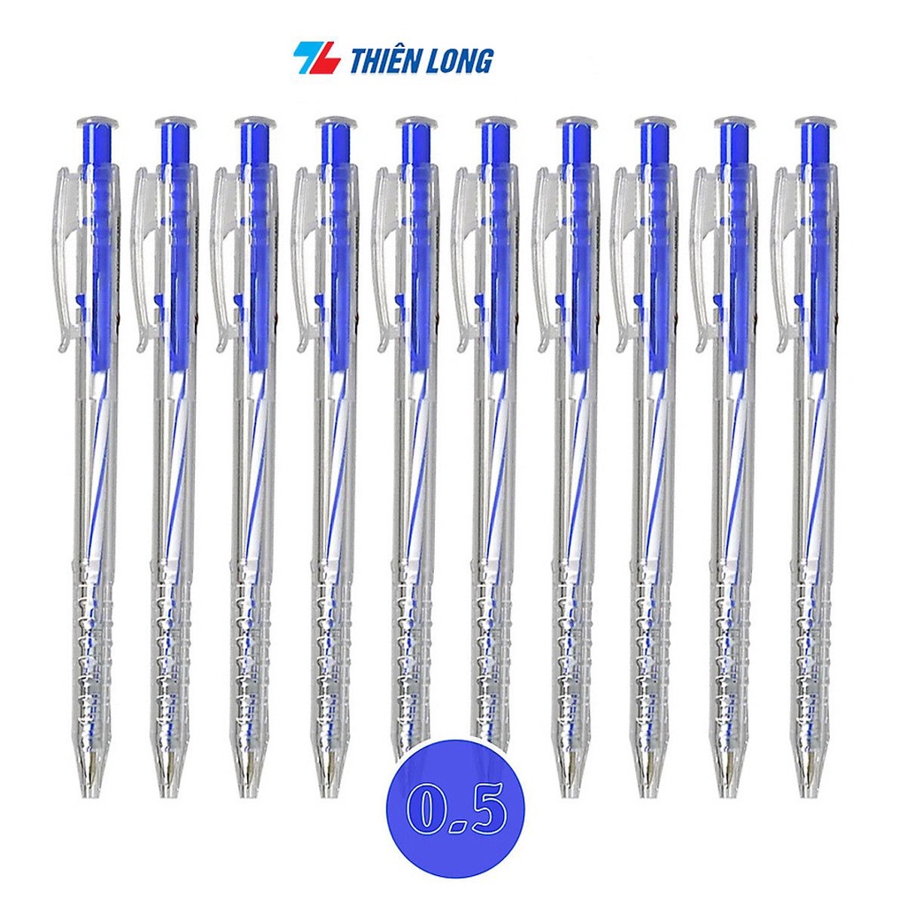 Combo 5-10-20 bút bi thiên long tl-027 - mực xanh/đen/đỏ/tím