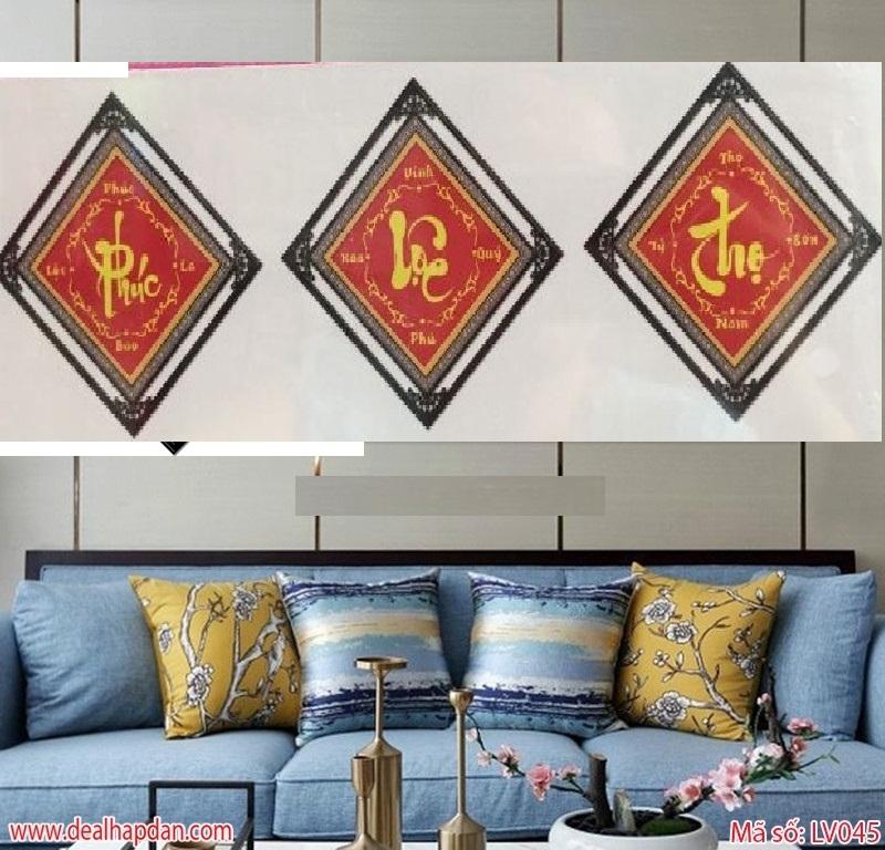 Tranh đính đá mẫu mới Phúc-Lộc-Thọ-KT: 105x35