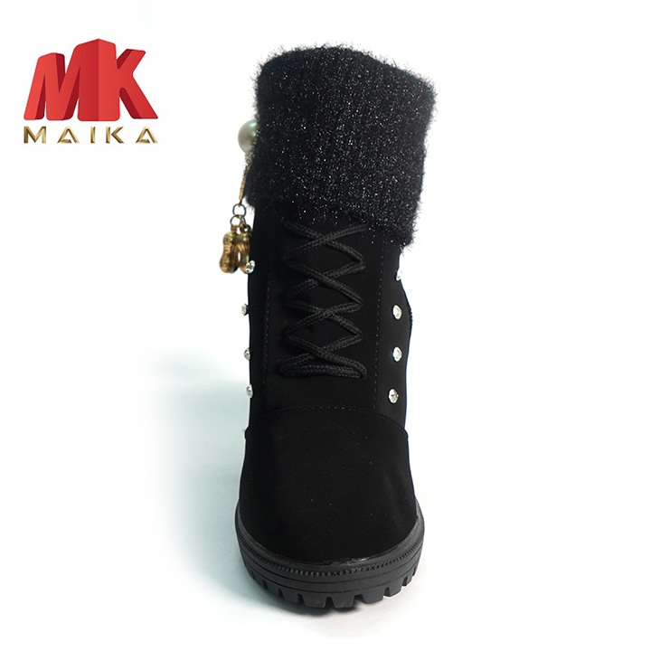 Giày boot nữ đế vuông S105 (Đen) MK STORE