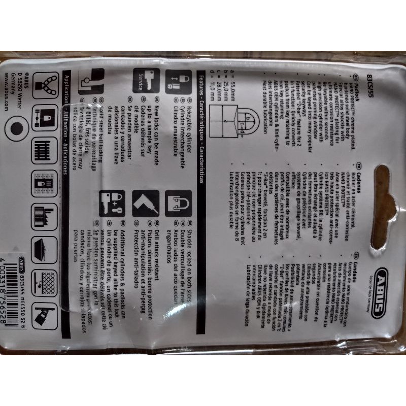 Khóa Thép Có Vai Chống Cắt ABUS 83CS/55