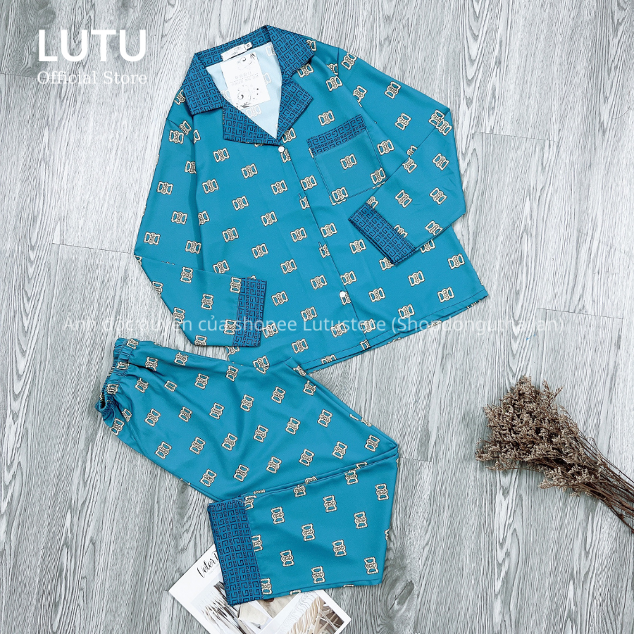 Bộ Pijama Lụa Hạc Dài Tay Chất Lụa Cao Cấp Mềm Mịn Mát