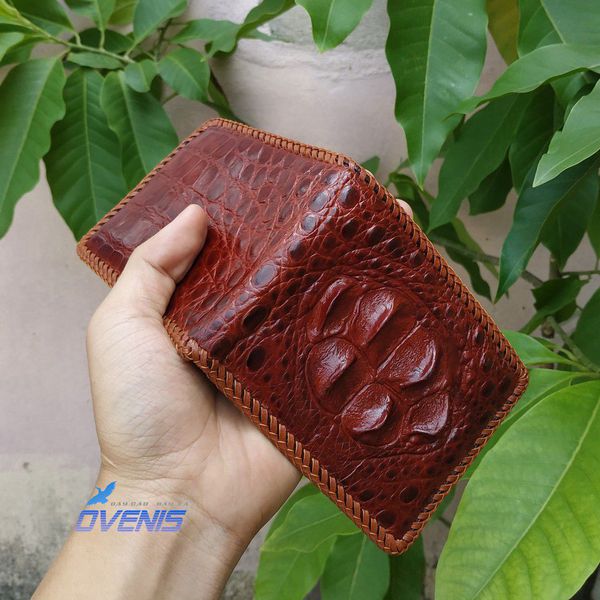 [FREE SHIP] Bóp da cá sấu khẳng định đẳng cấp [GÙ CÁ SẤU NÂU ĐỎ RẤT ĐẸP] 2 mặt da cá sấu 100%
