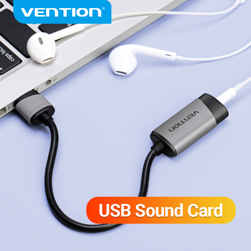 Vention USB External Sound Card USB to AUX Jack 3.5mm Earphone Adapter Audio Mic Sound Card 5.1 Free Drive for Computer Laptop