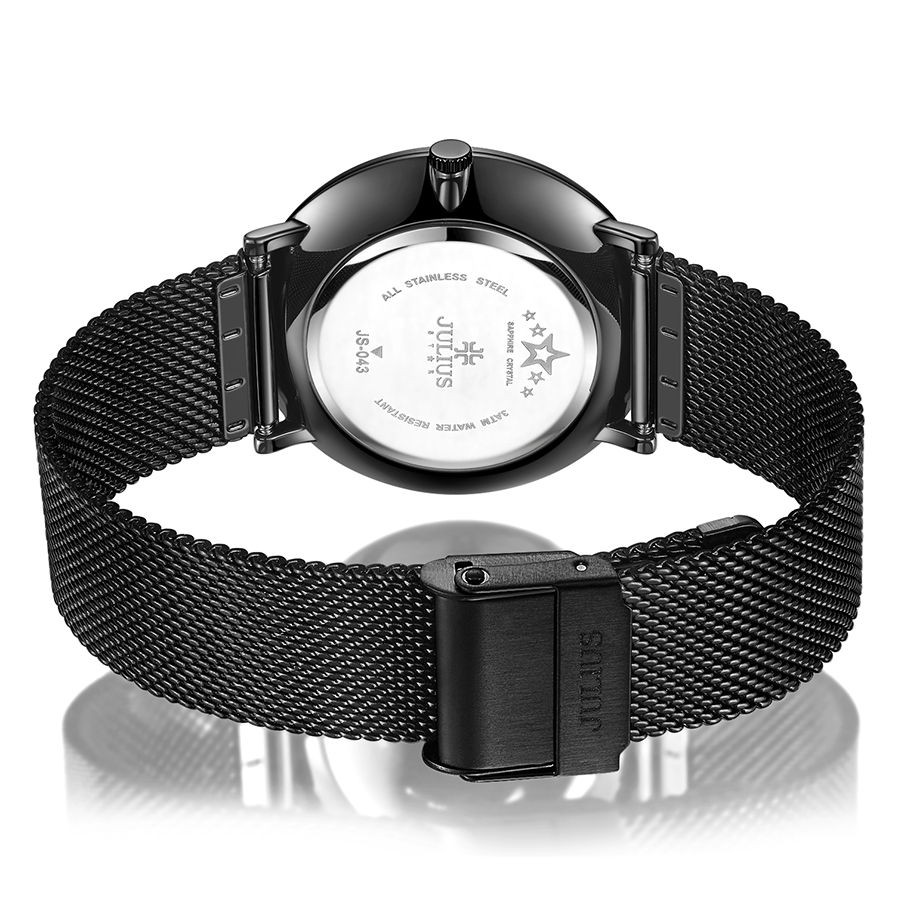 Đồng Hồ JS-043D Hàn Quốc Tặng Kèm Dây Da ( Đen)