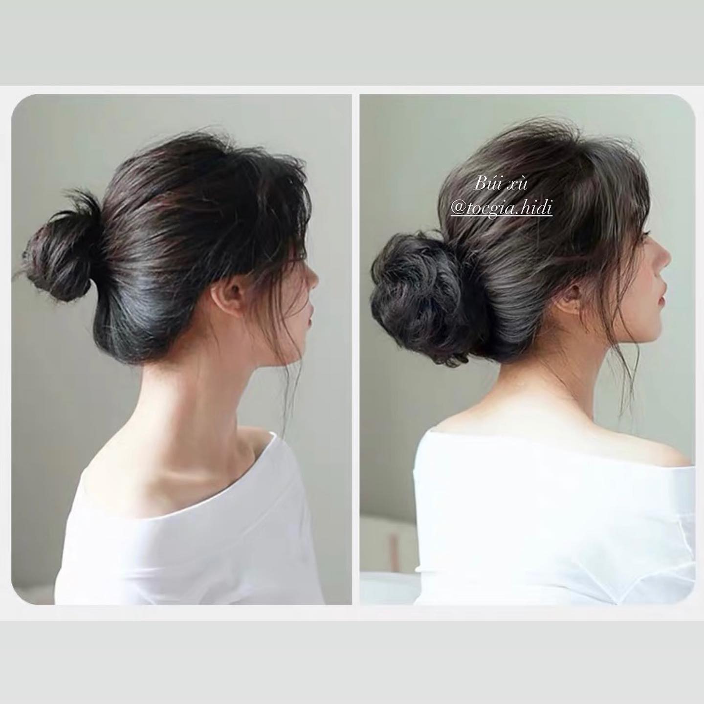 Tóc giả búi cột xù hàn quốc