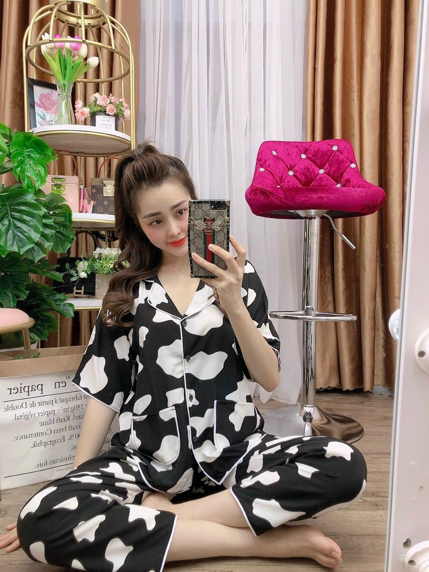 set bộ bò dài chất lụa mềm mịn thoải mái mặc ở nhà đi ngủ
