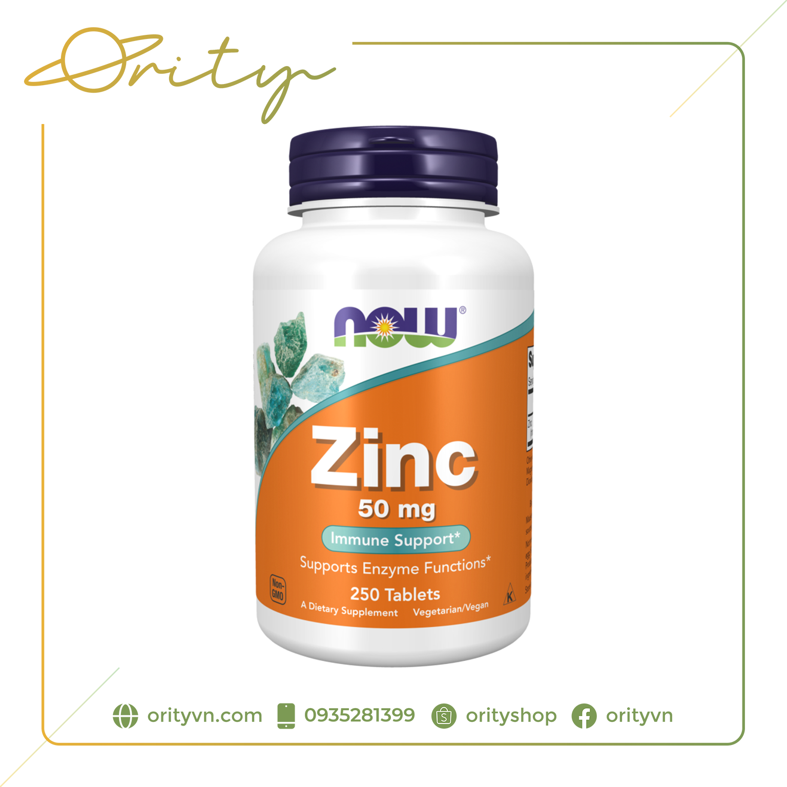 Viên uống bổ sung kẽm now zinc 50mg - 250 viên