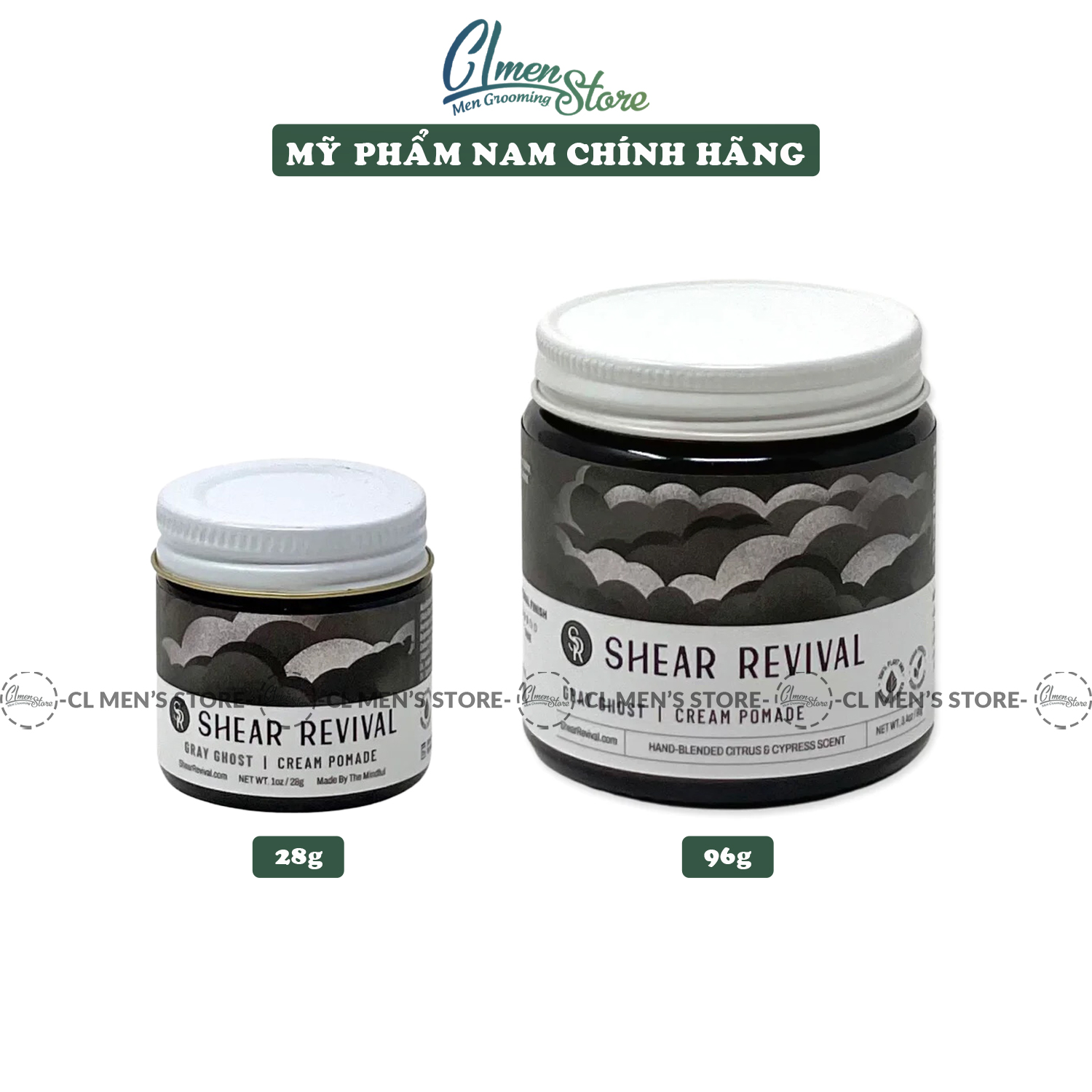 Sáp vuốt tóc Shear Revival Gray Ghost Strong Hold Cream Pomade | Pomade tạo kiểu tóc