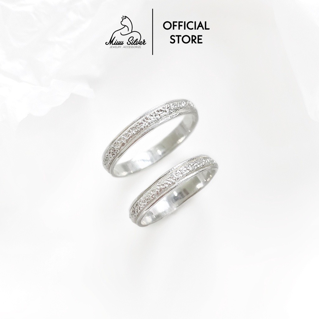 Nhẫn đôi bạc Miuu Silver, nhẫn cặp nam nữ có khắc chữ, basic Namie bạc 925 cao cấp