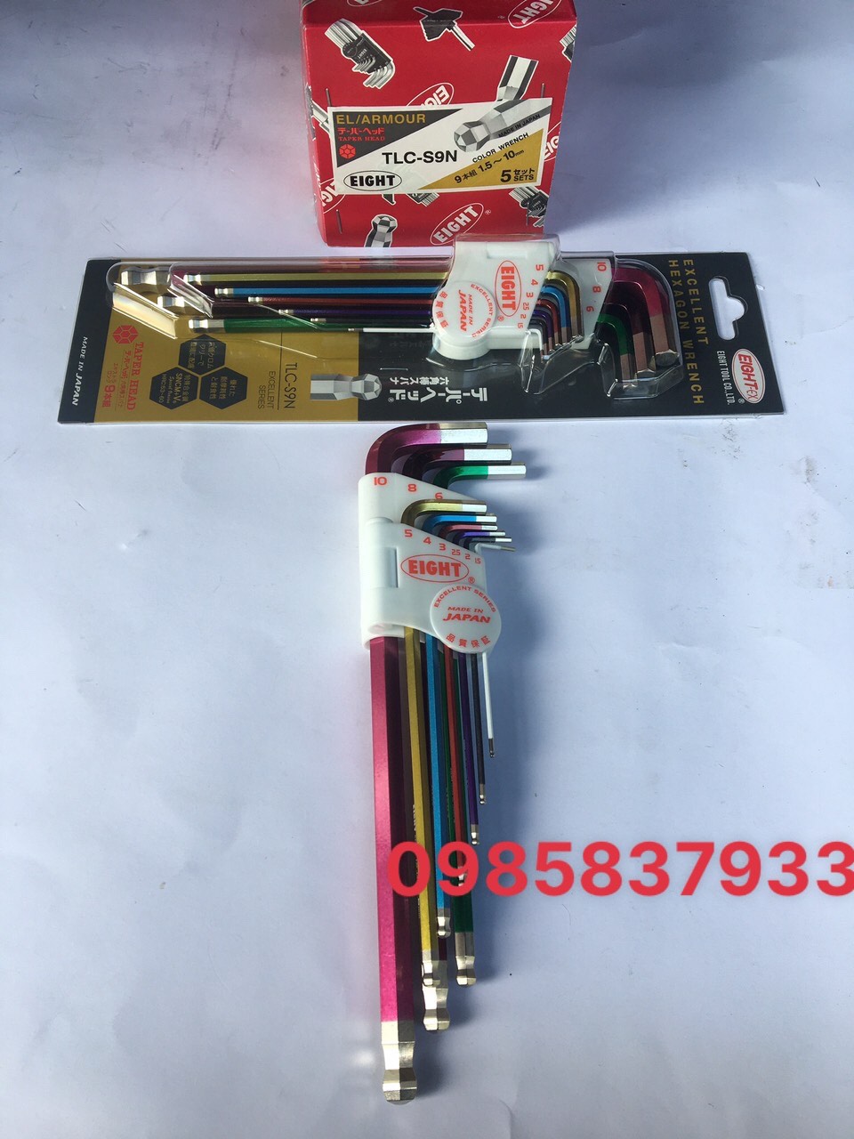 [Freeship +quà tặng 19k] Bộ lục giác Nhật 9 chiếc đầu bi màu sắc  1.5-10 mm  TLC-S9N Eight tại Máy cầm tay NTT vặn ốc chìm tuổi thọ cao