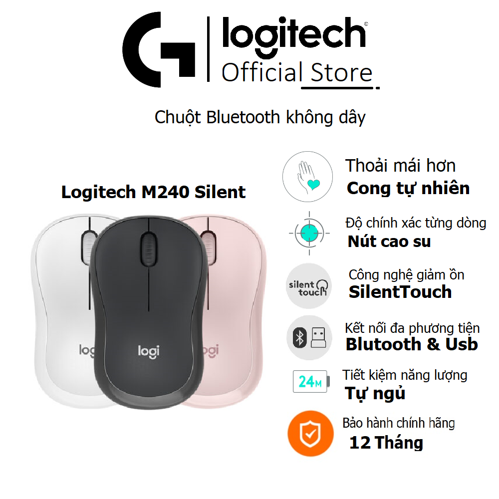 Chuột Không Dây Yên Lặng Bluetooth Logitech M240 Silent Bảo Hành 12 Tháng Chính Hãng Lazadavn 2510