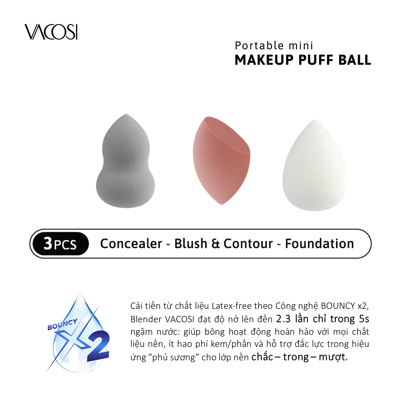 VACOSI Portable Mini Makeup Puff Ball