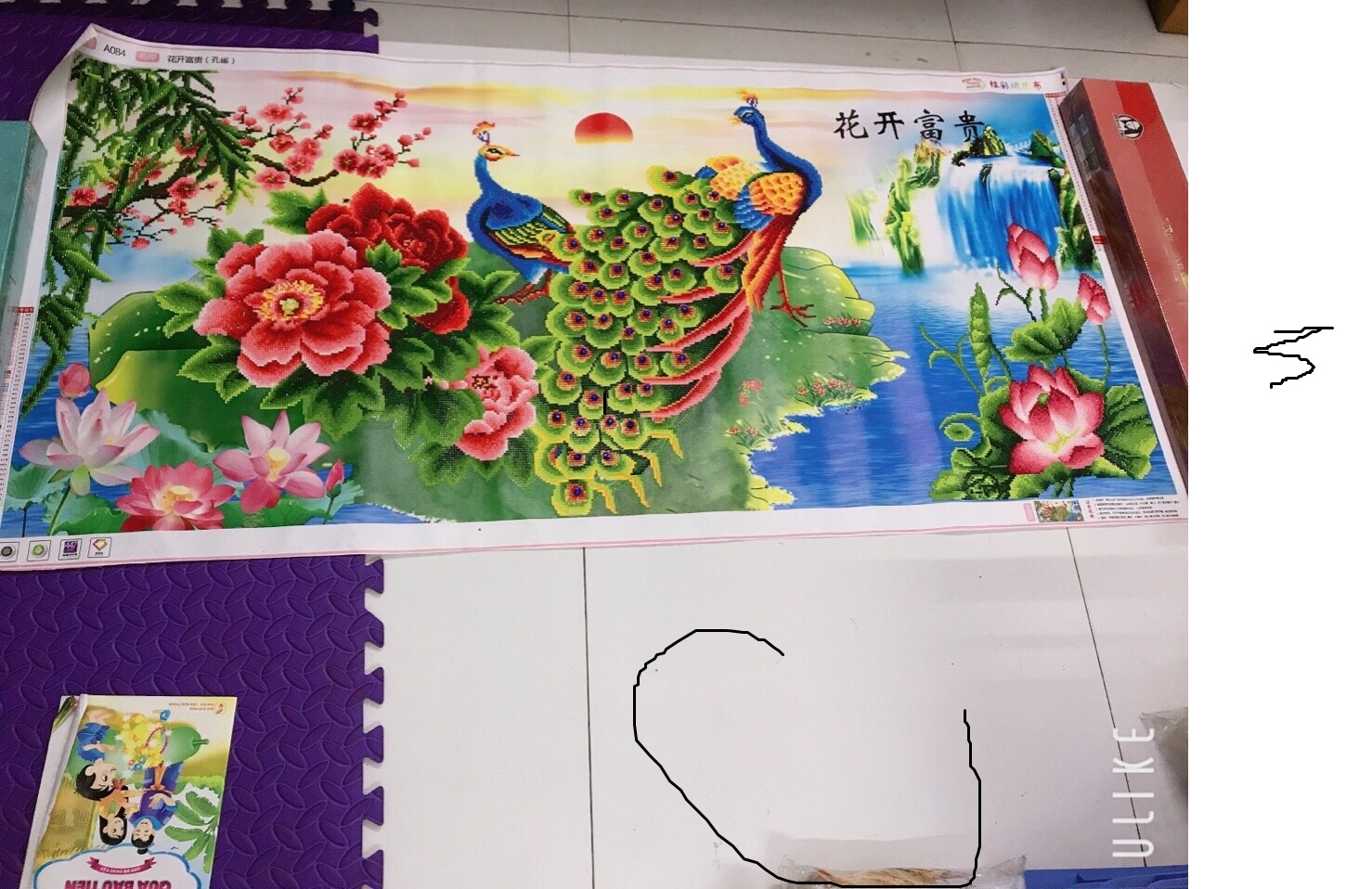 Tranh đính đá Chim Công nghệ thuật 150x75cm