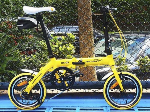 Xe đạp gấp Nhật Bản hachiko ha03 màu vàng,đen,trắng