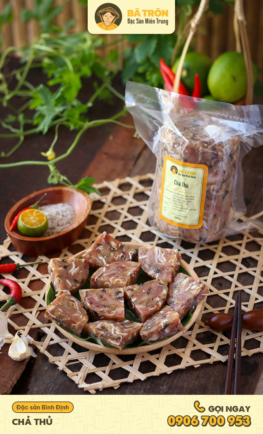 [HCM]Chả Thủ 500gr Đặc Sản Bình Định Bà Tròn