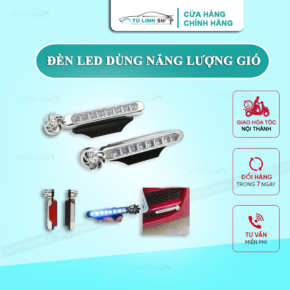 Đèn led năng lượng gió xe hơi ô tô màu ngẫu nhiên gắn đầu hoặc gương ô tô