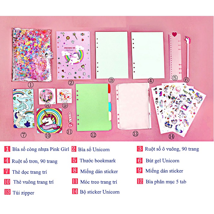 Sổ Planner Itoya Unicorn Full Bộ, Khổ A5/A6