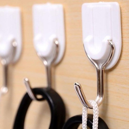 Vỉ 6 Móc Inox Treo Dính Tường Powerful Hook 2kg - Vỉ 6 Móc Dán Tường Treo Đồ Vật Dụng Chiu Lực Siêu Tốt