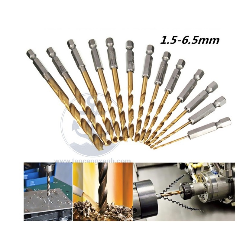 Mũi Khoan Thép Gió HSS Titanium Chuôi Lục Giác phi 1.5 - 6.5mm