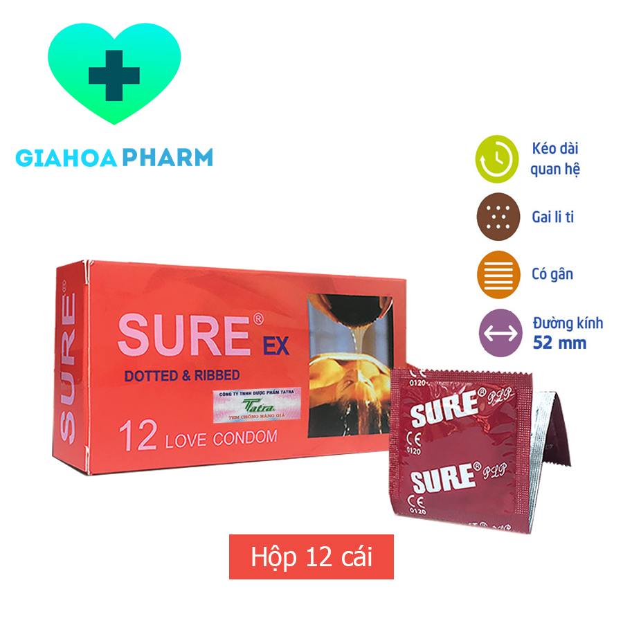 Bao cao su Sure EX (Nhập khẩu Malaysia) - Hộp 12 cái