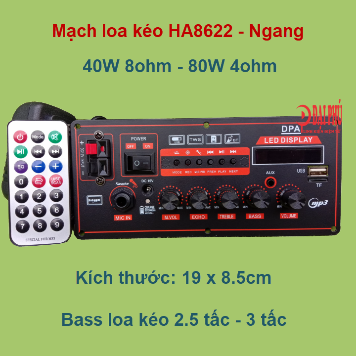 Combo mạch loa kéo 3 tấc đơn HA8622 - Combo 1
