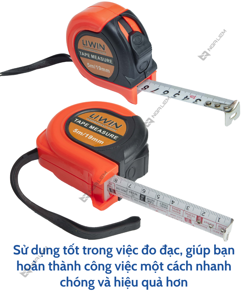 Thước cuộn thép cam đen hai mặt 5m/19mm LIWIN