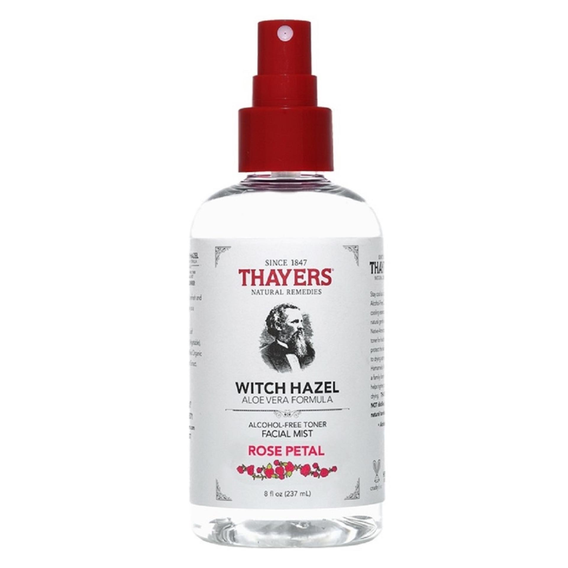 Nước Hoa Hồng Không Cồn Thayers Witch Hazel Rose Petal Dạng Xịt 237ml (Dành cho da khô, da thường)