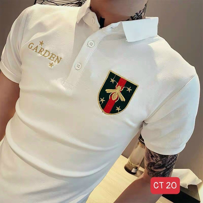 Áo thun nam cổ trụ thêu logo cực hot
