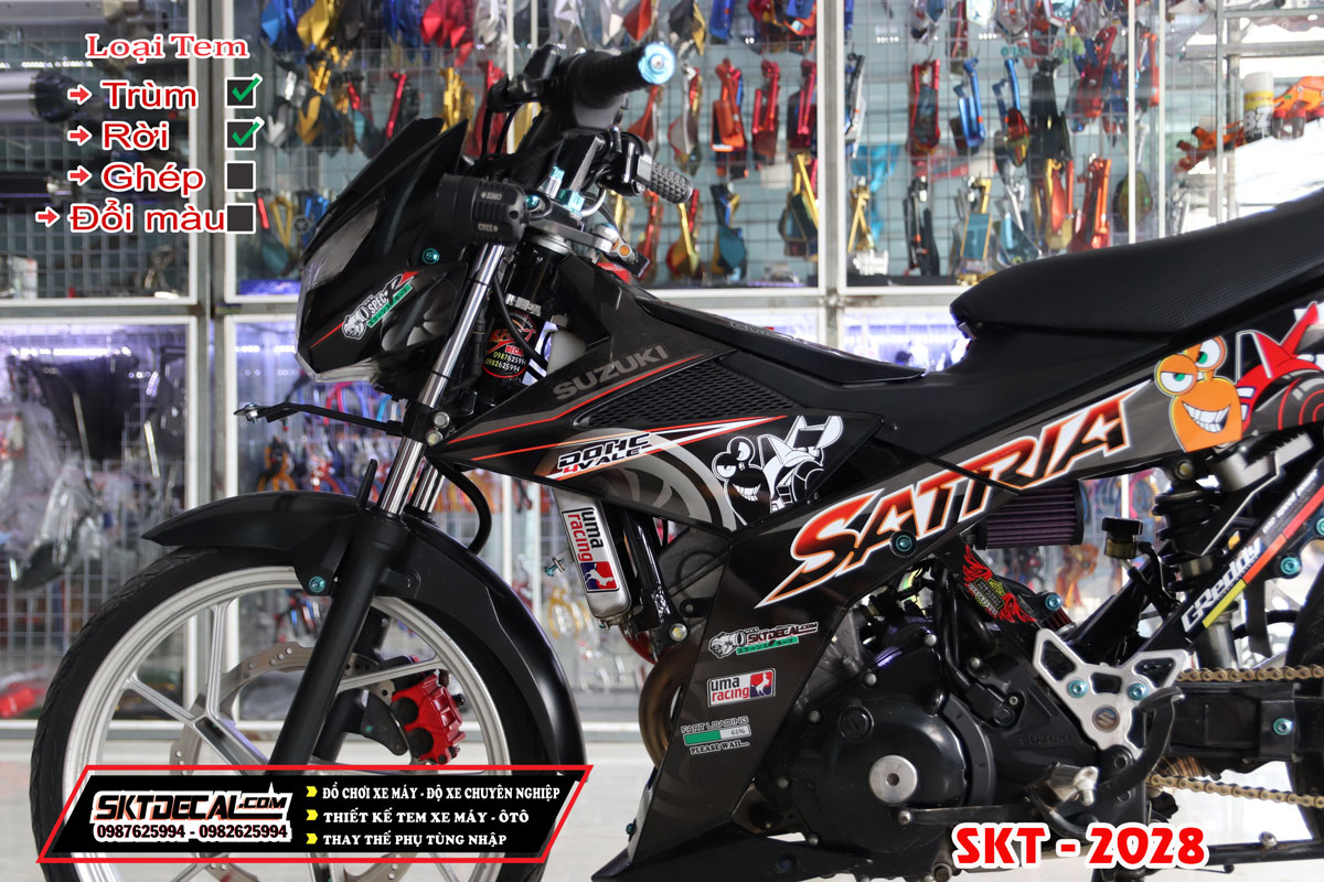 tem rời satria ốc sên cam đen