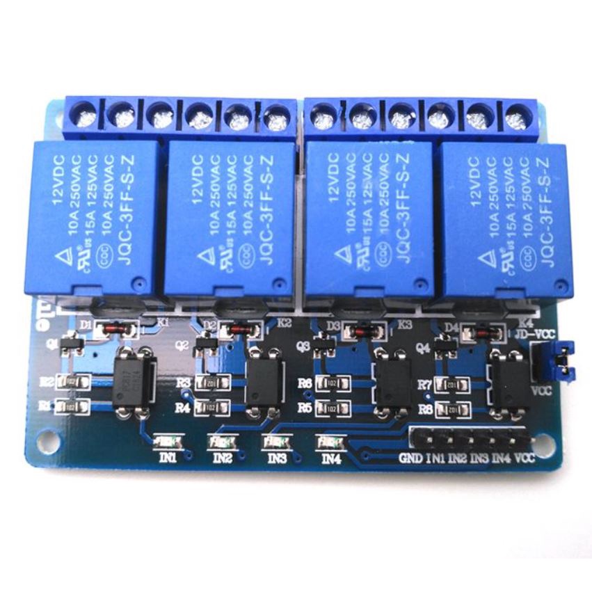 Module Relay 4 Kênh 5V/12V/24V 220V/10A Có Opto Cách Ly