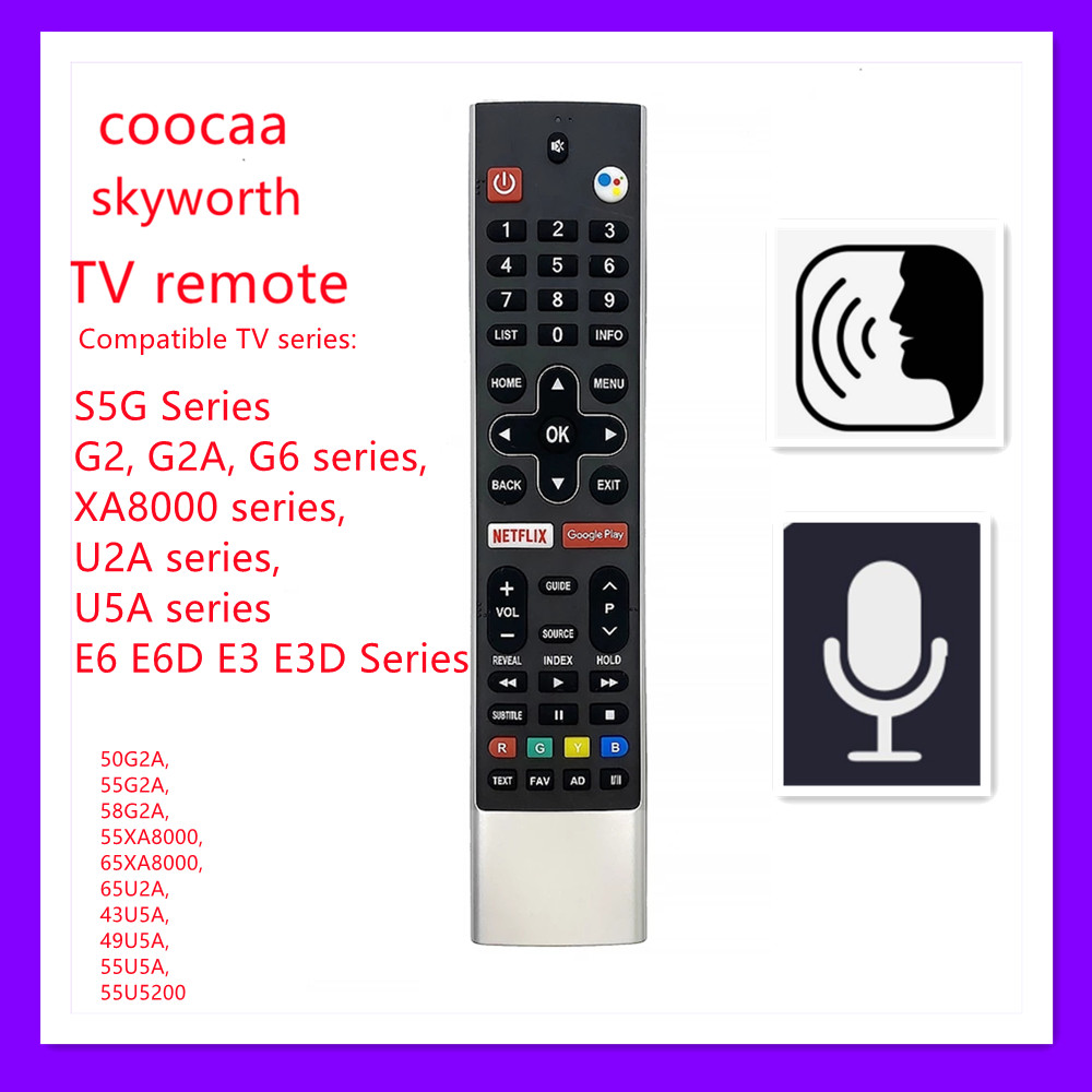 New  Voice Remote Control For Skyworth Coocaa Android TV 58G2A G6 E6D E3D S5G Netflix Google Play HS-7700J HS-7701J 50G2A, 55G2A, 58G2A, 55XA8000,