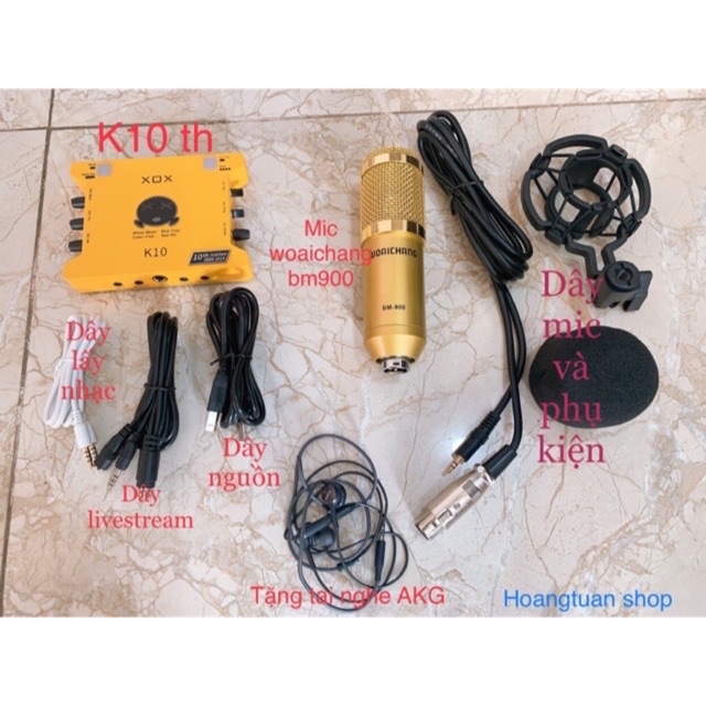COMBO THU ÂM LIVESTREAM 3 MÓN MIC BM900+SOUND CARD XOX K10 BẢN KỶ NIỆM 2020 TẶNG KÈM TAI NGHE NHÉT BH 12 THÁNG
