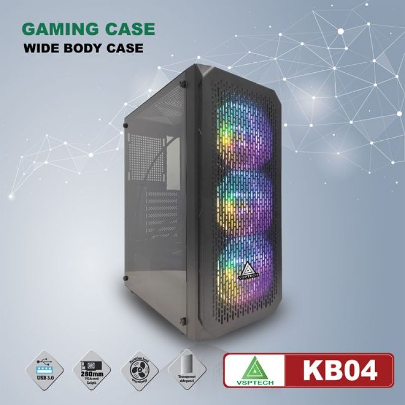 Thùng máy tính Case VSP CA KB04 1 mặt kính cường lực (Đen)
